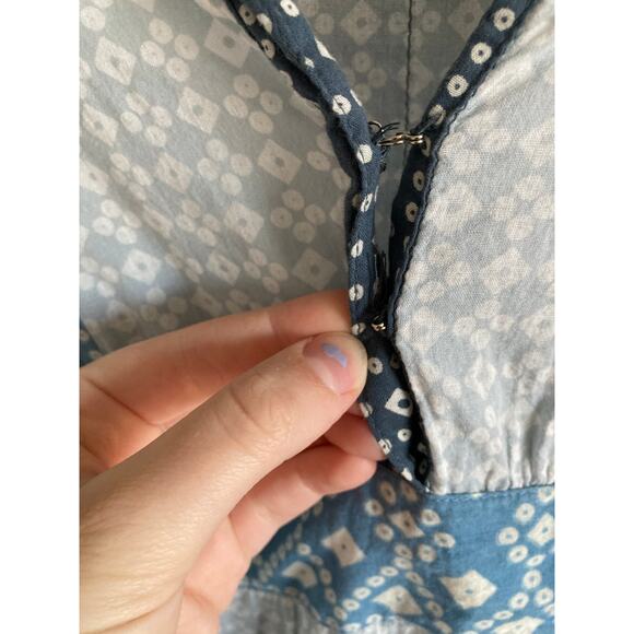 Emerson Fry Maxi Dress Caftan One Size Geometric Oversized Blue Boho Hippie - Picture 11 of 16